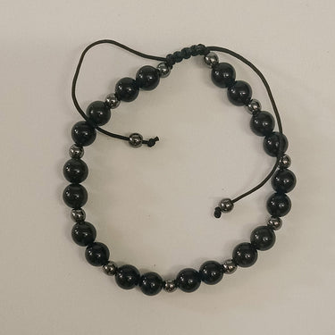 Black Obsidian Bracelet with Hematite Spacers