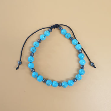 Blue Howlite Bracelet with Hematite Spacers