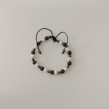 Garnet & Cherry Quartz Bracelet with Hematite Spacers