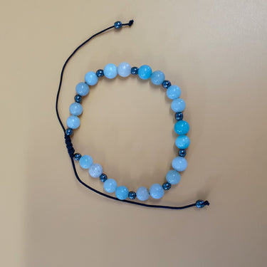 Aquamarine Bracelet with Hematite Spacers
