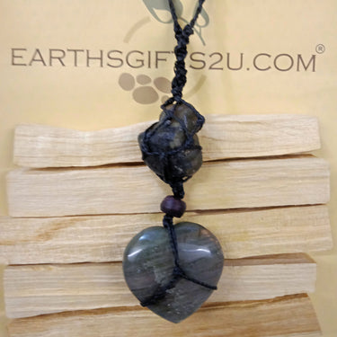 Labradorite Crystal Heart Pendant - EarthsGifts2u.com