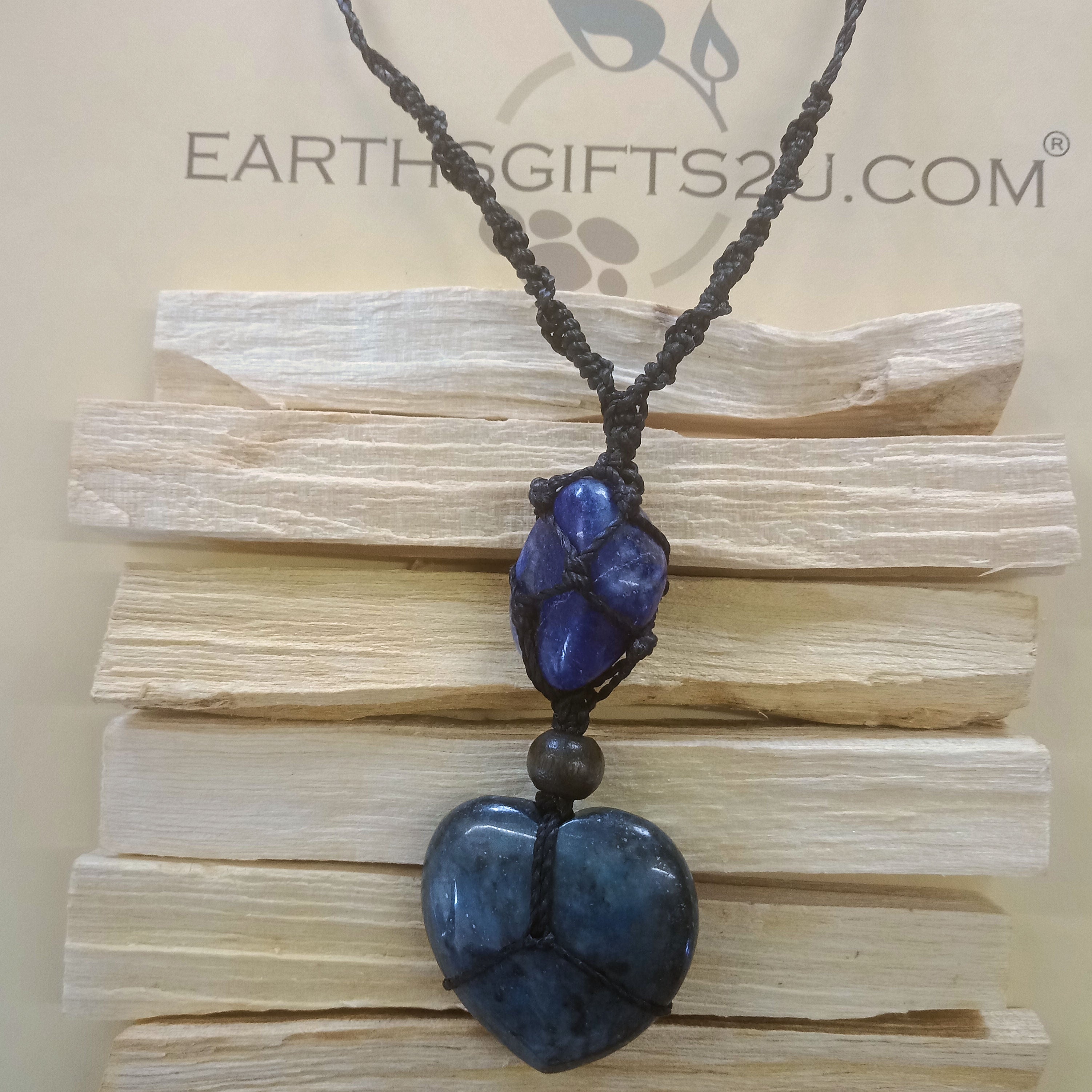Lapis Lazuli Crystal Heart Pendant - EarthsGifts2u.com
