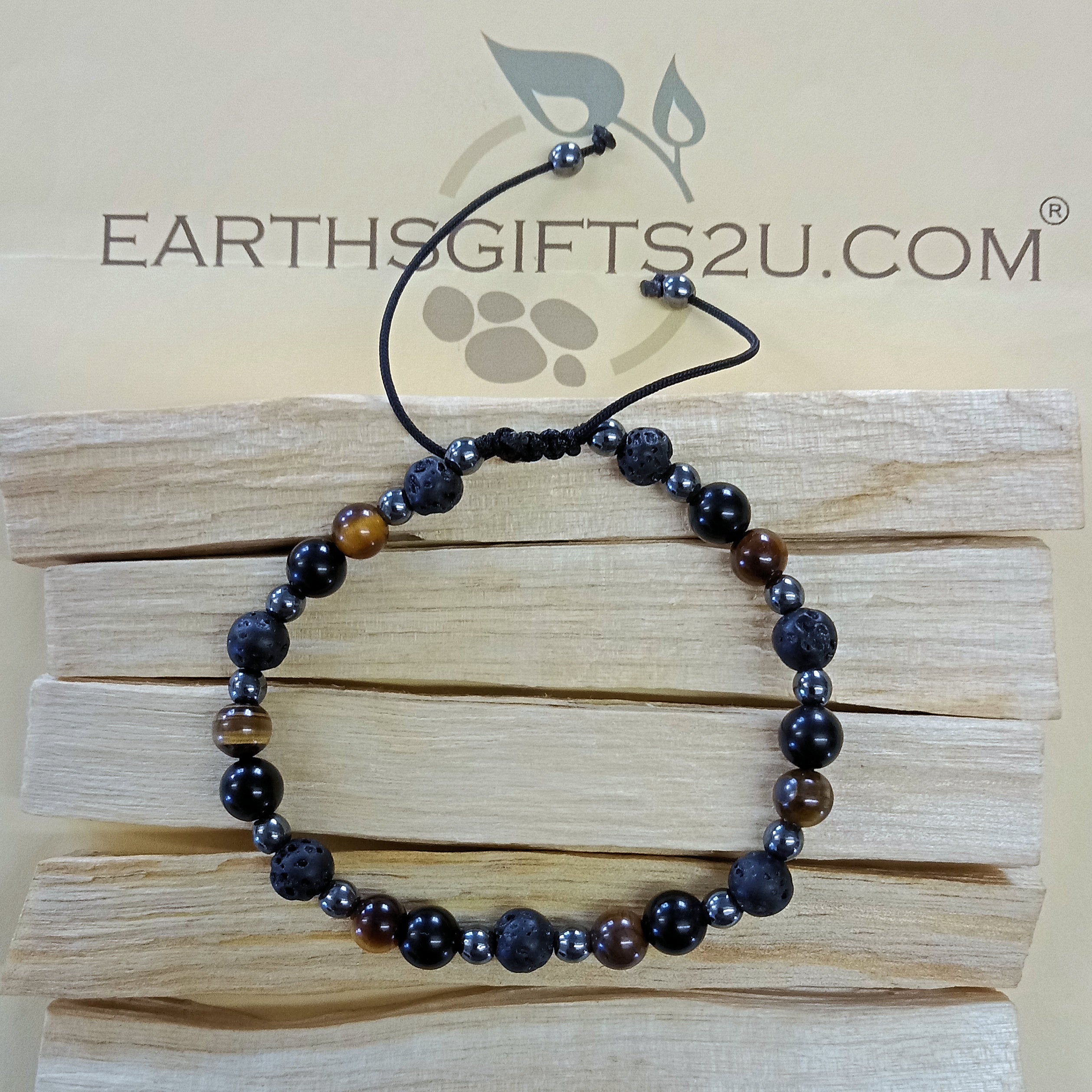 Lava Tiger Eye Obsidian Bracelet - EarthsGifts2u.com