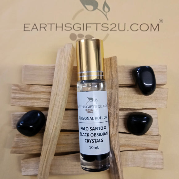 Palo Santo and Black Obsidian Crystals  Roll-On.
