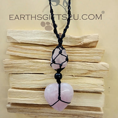 Rose Quartz Crystal Heart Pendant - EarthsGifts2u.com